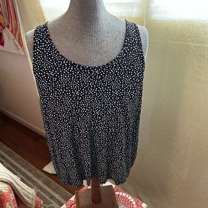 Tank top, Lane Bryant, black with random white polka dots.